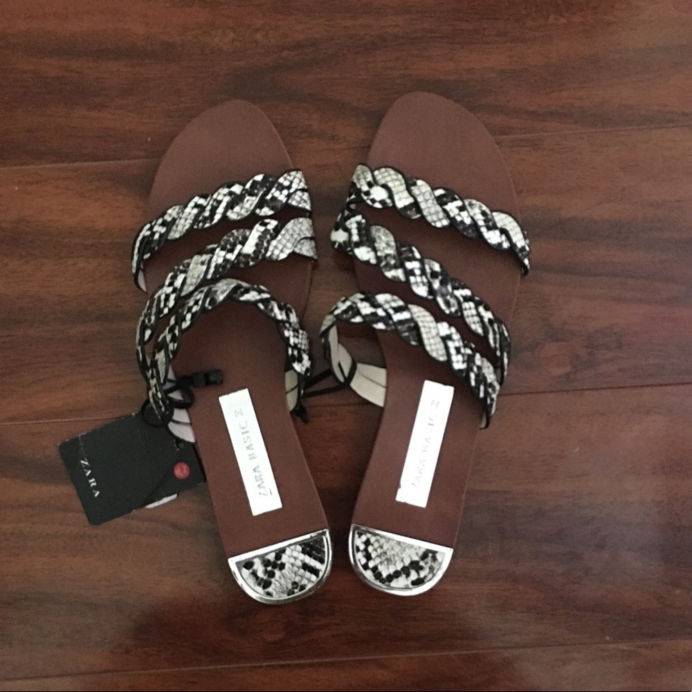 Zara leather snake print sandals - Picture 3 of 5